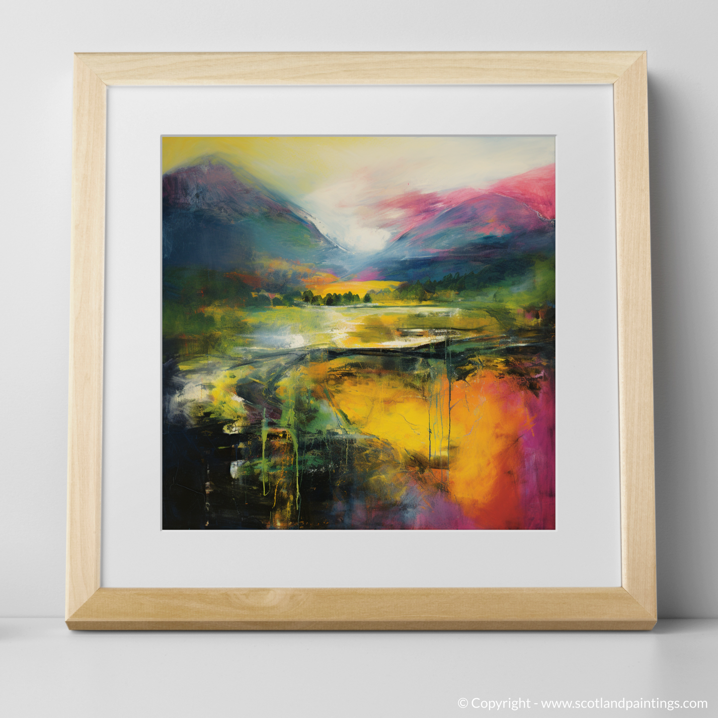 Art Print of Glen Orchy, Argyll and Bute with a natural frame