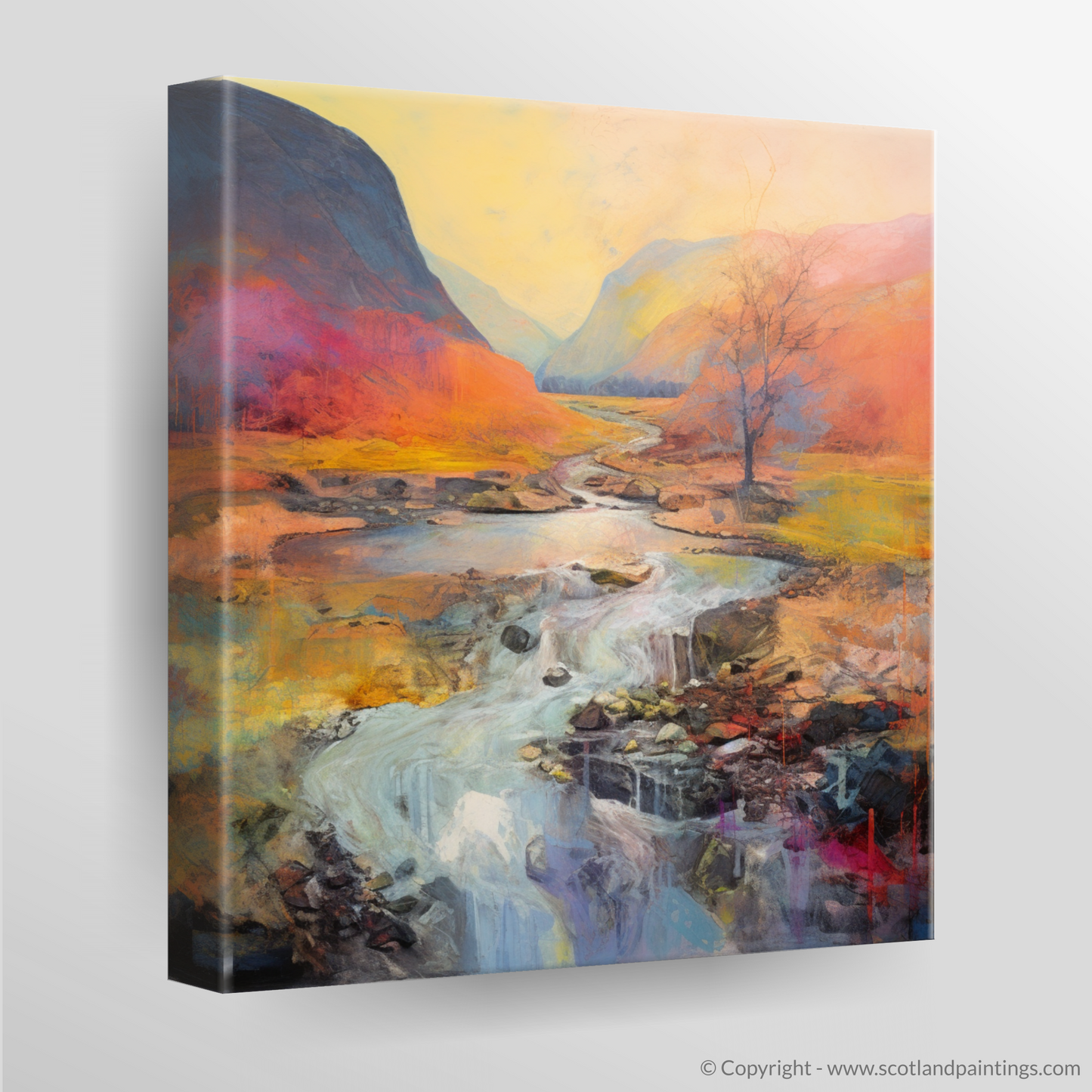 Canvas Print of Walker crossing River Coe in Glencoe