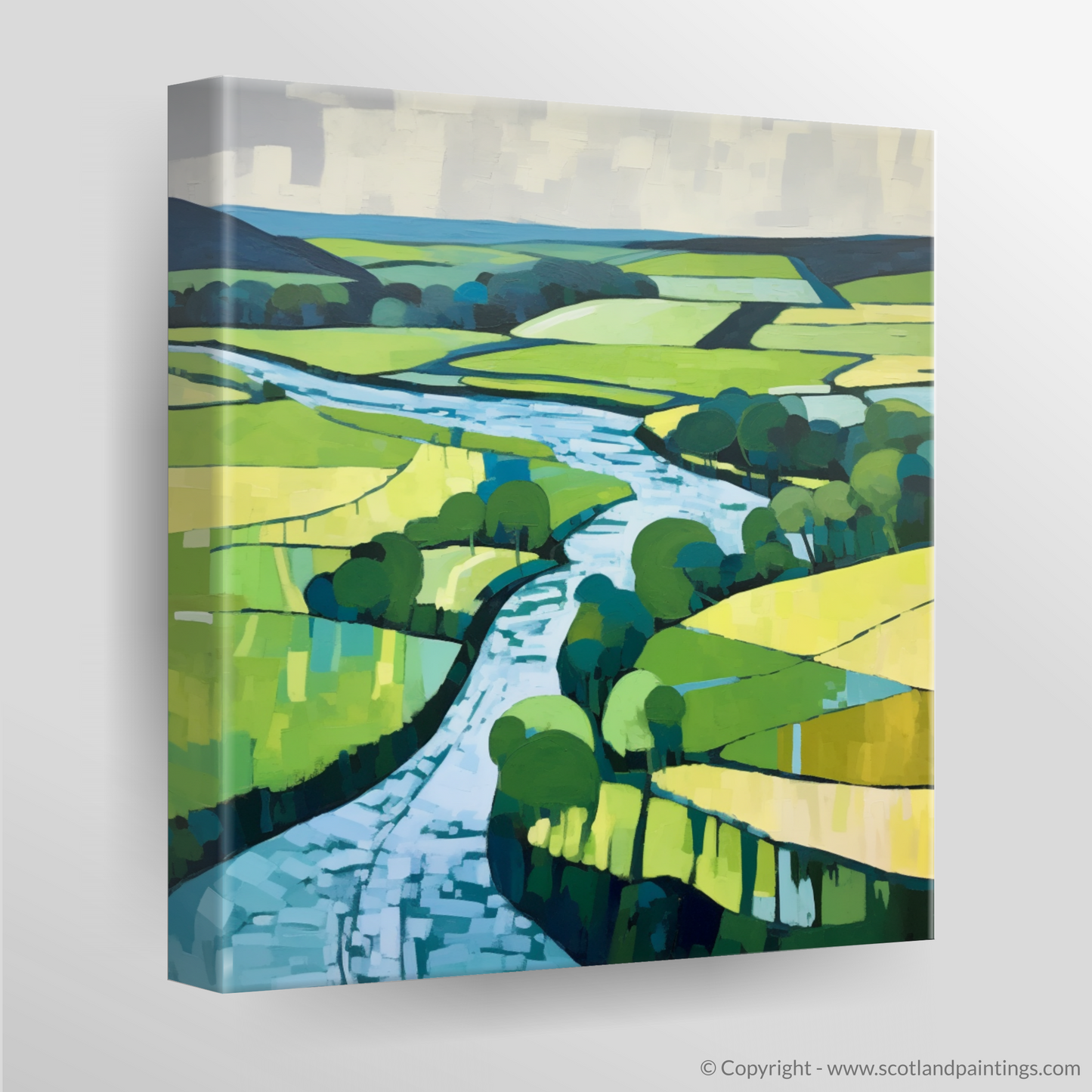 Painting and Art Print of River Tweed, Scottish Borders in summer. Abstract Serenade of the River Tweed.