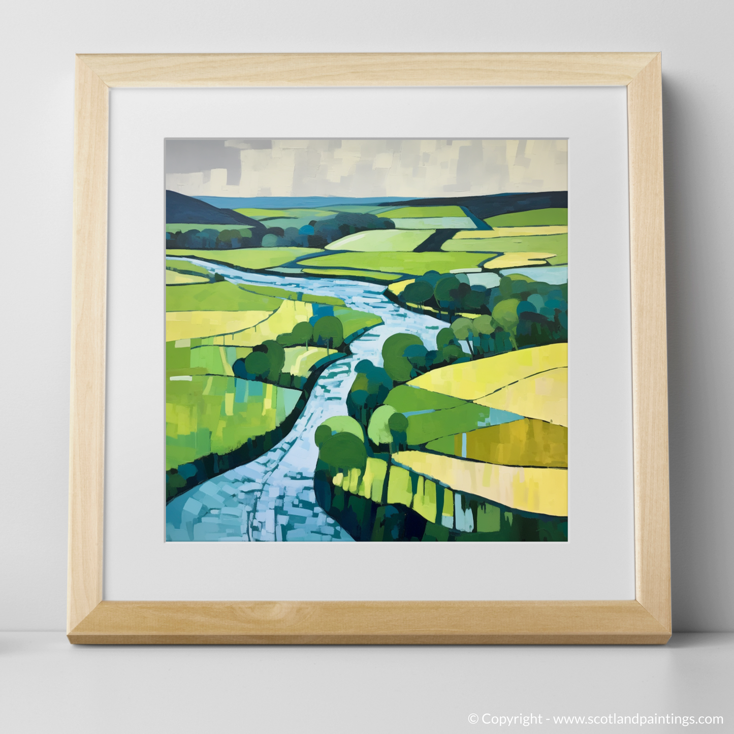 Painting and Art Print of River Tweed, Scottish Borders in summer. Abstract Serenade of the River Tweed.