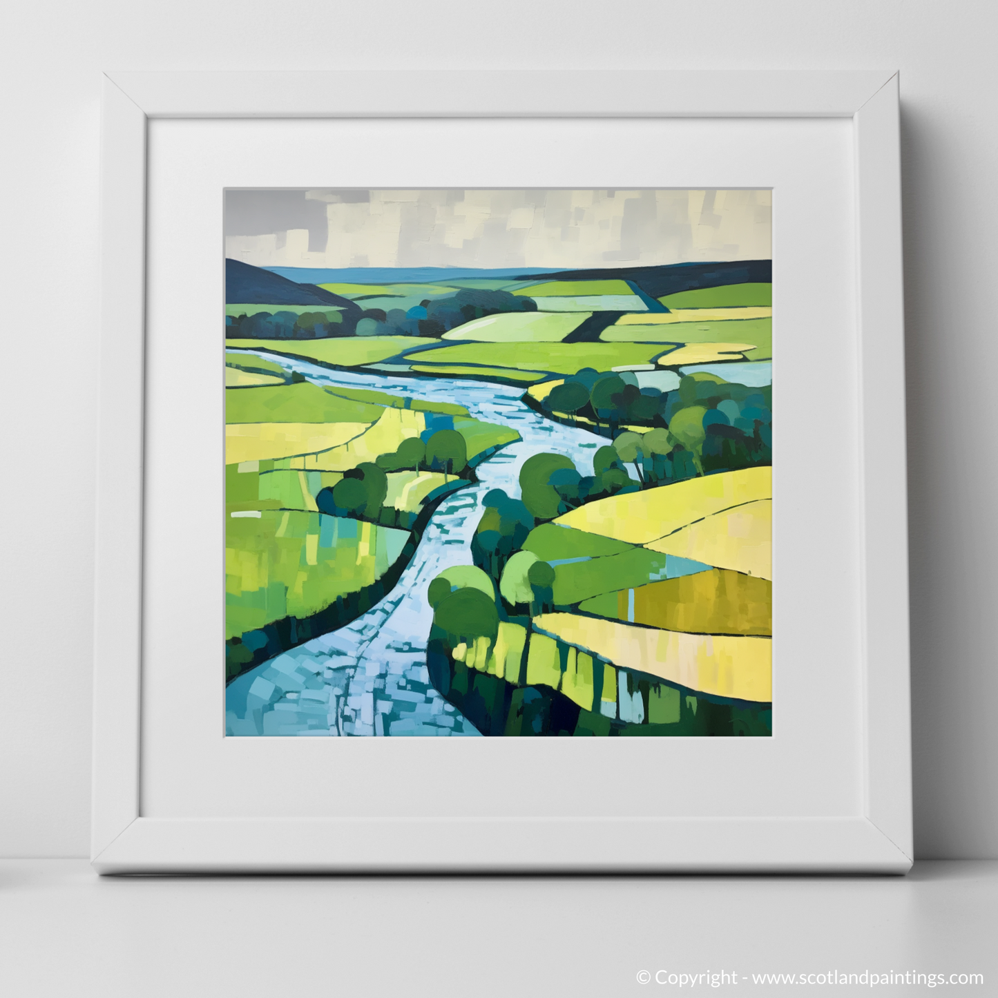 Painting and Art Print of River Tweed, Scottish Borders in summer. Abstract Serenade of the River Tweed.