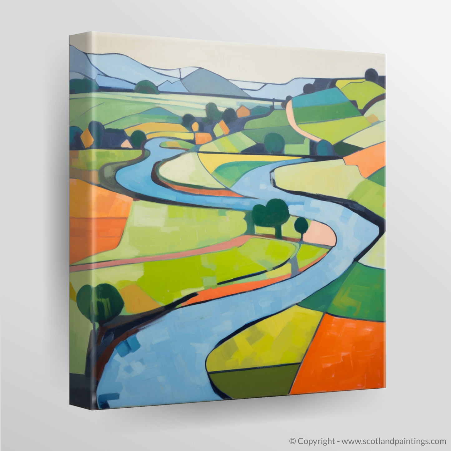 Painting and Art Print of River Tweed, Scottish Borders in summer. Summer Serenade of River Tweed.