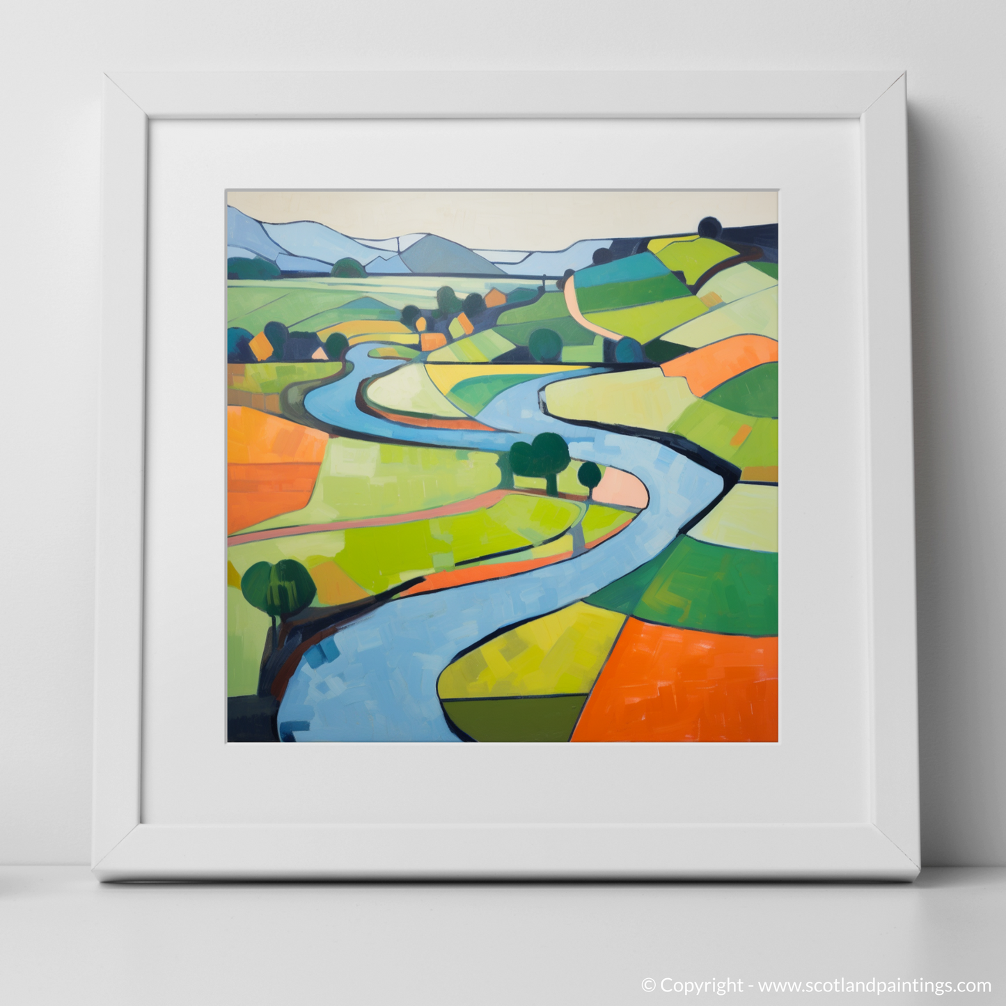 Painting and Art Print of River Tweed, Scottish Borders in summer. Summer Serenade of River Tweed.