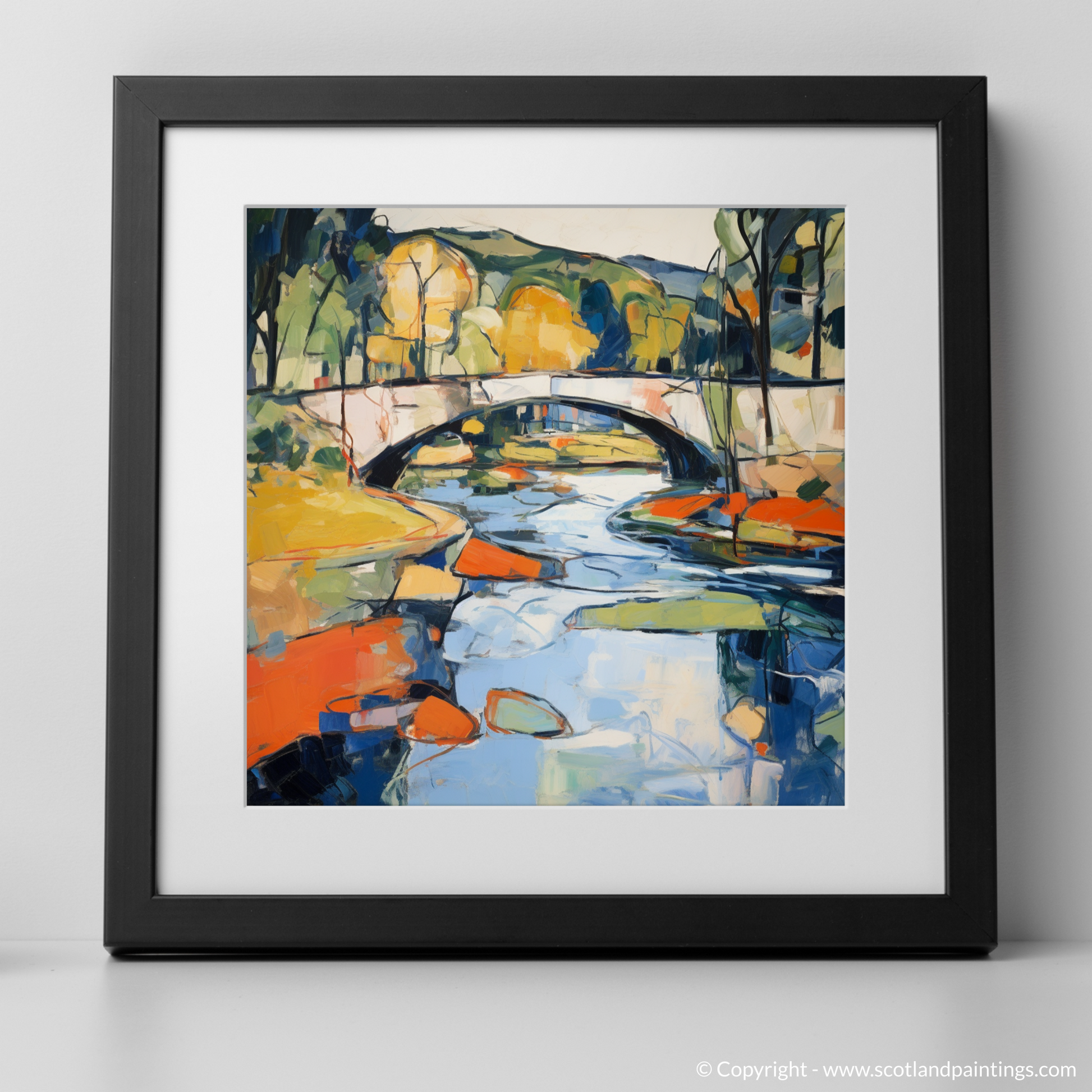 Art Print of River Earn, Perthshire in summer with a black frame