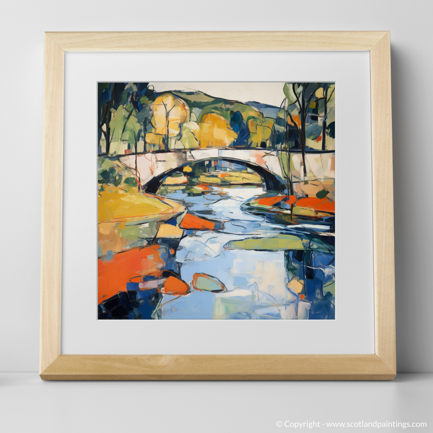 Art Print of River Earn, Perthshire in summer with a natural frame