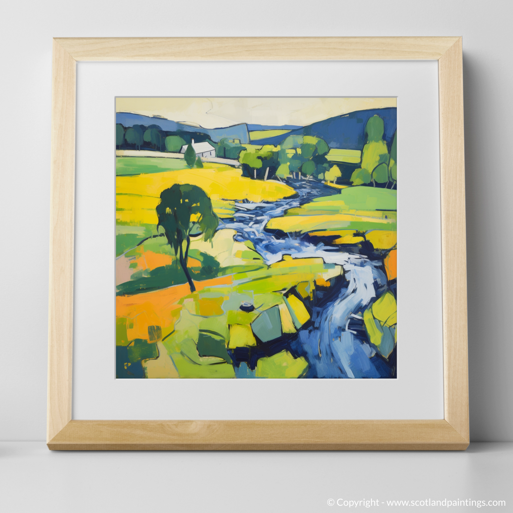 Art Print of River Earn, Perthshire in summer with a natural frame