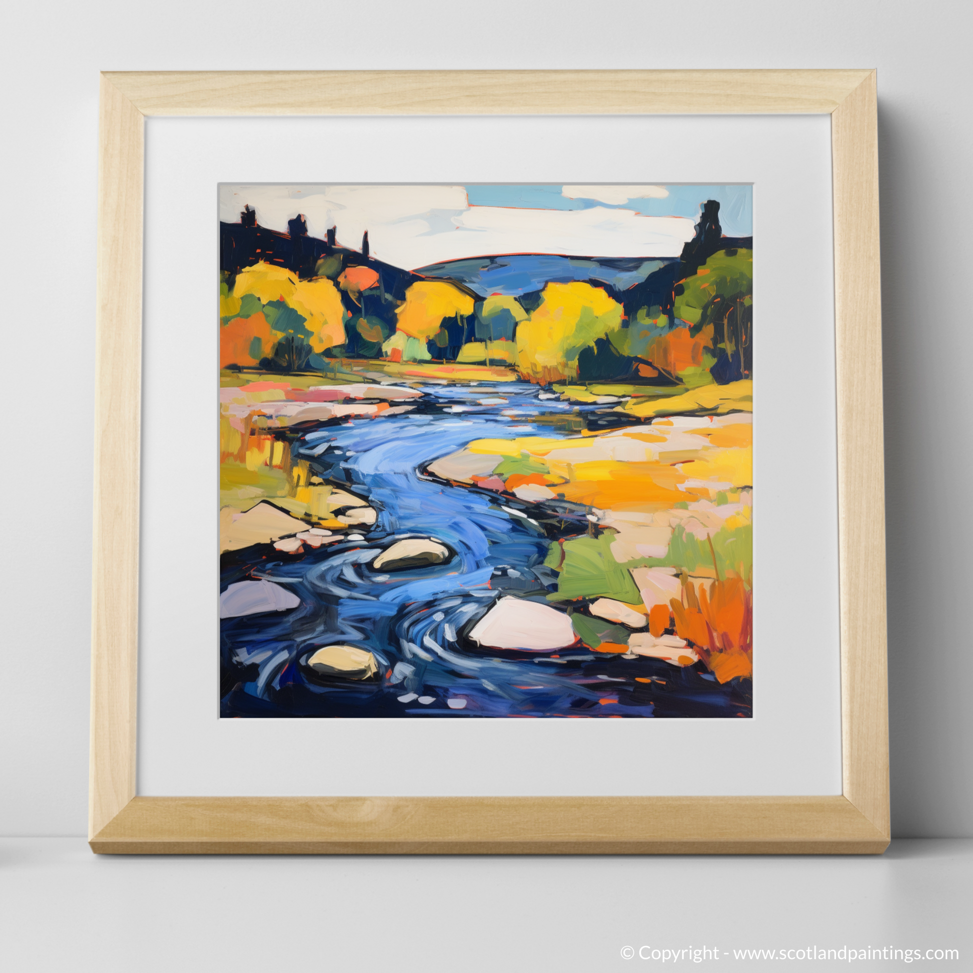 Art Print of River Earn, Perthshire in summer with a natural frame