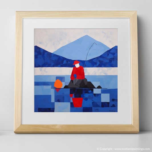 Art Print of A man fishing in Loch Lomond with a natural frame