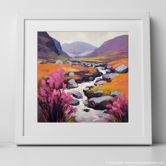 Art Print of Heather blooms by River Coe in Glencoe with a white frame