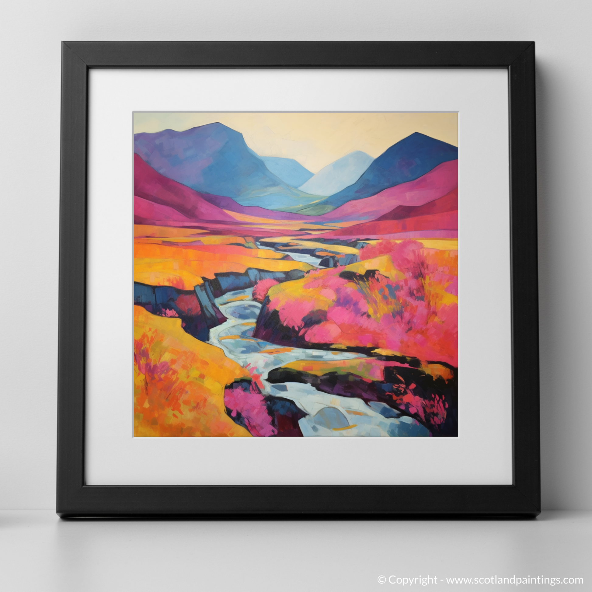 Art Print of Heather blooms by River Coe in Glencoe with a black frame