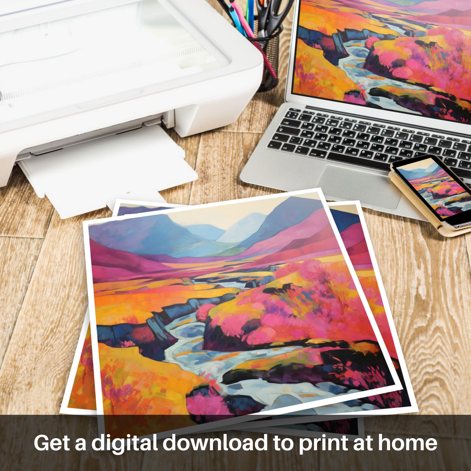 Downloadable and printable picture of Heather blooms by River Coe in Glencoe