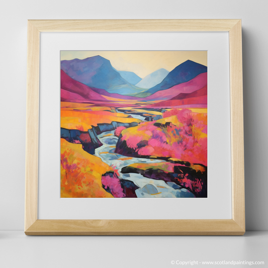 Art Print of Heather blooms by River Coe in Glencoe with a natural frame