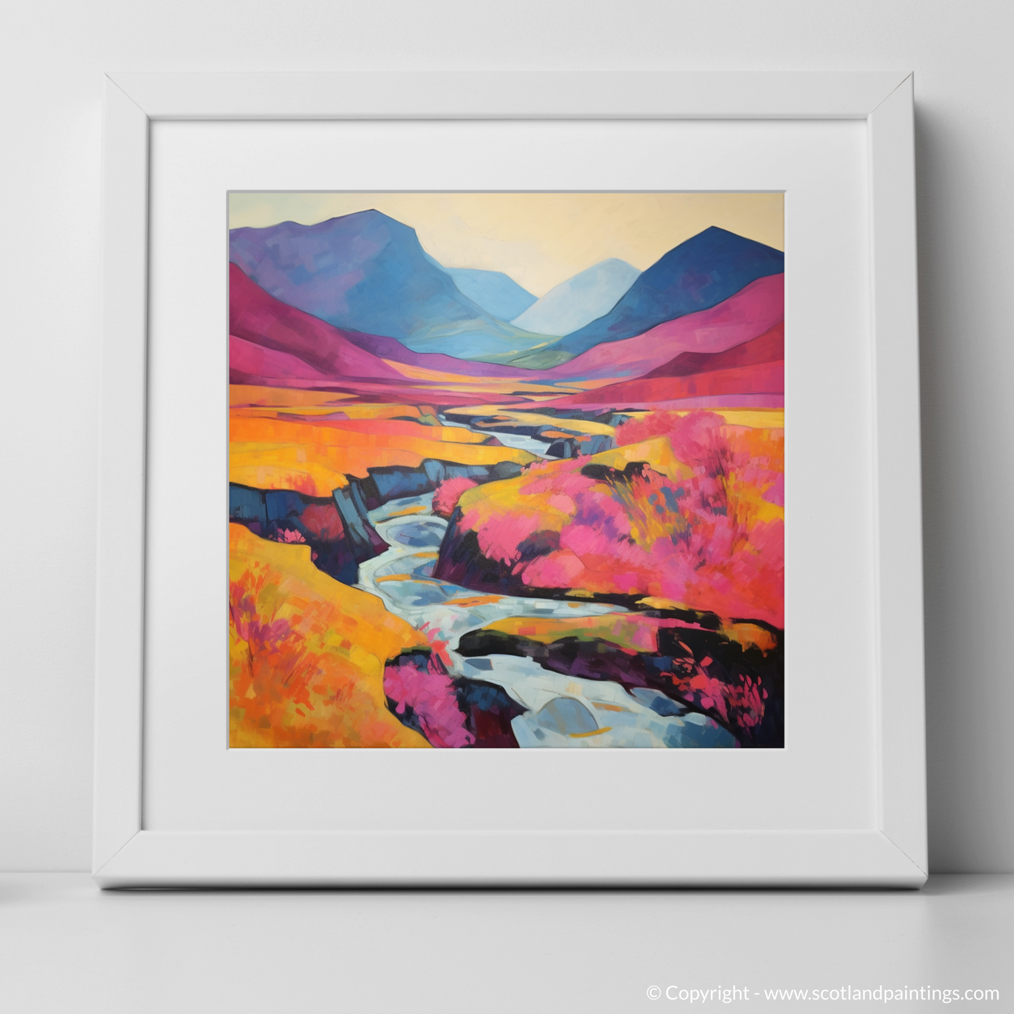 Art Print of Heather blooms by River Coe in Glencoe with a white frame