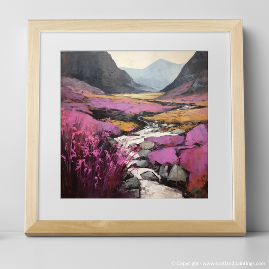 Art Print of Heather blooms by River Coe in Glencoe with a natural frame