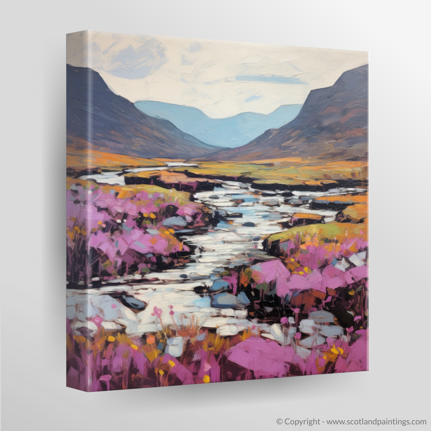 Canvas Print of Heather blooms by River Coe in Glencoe