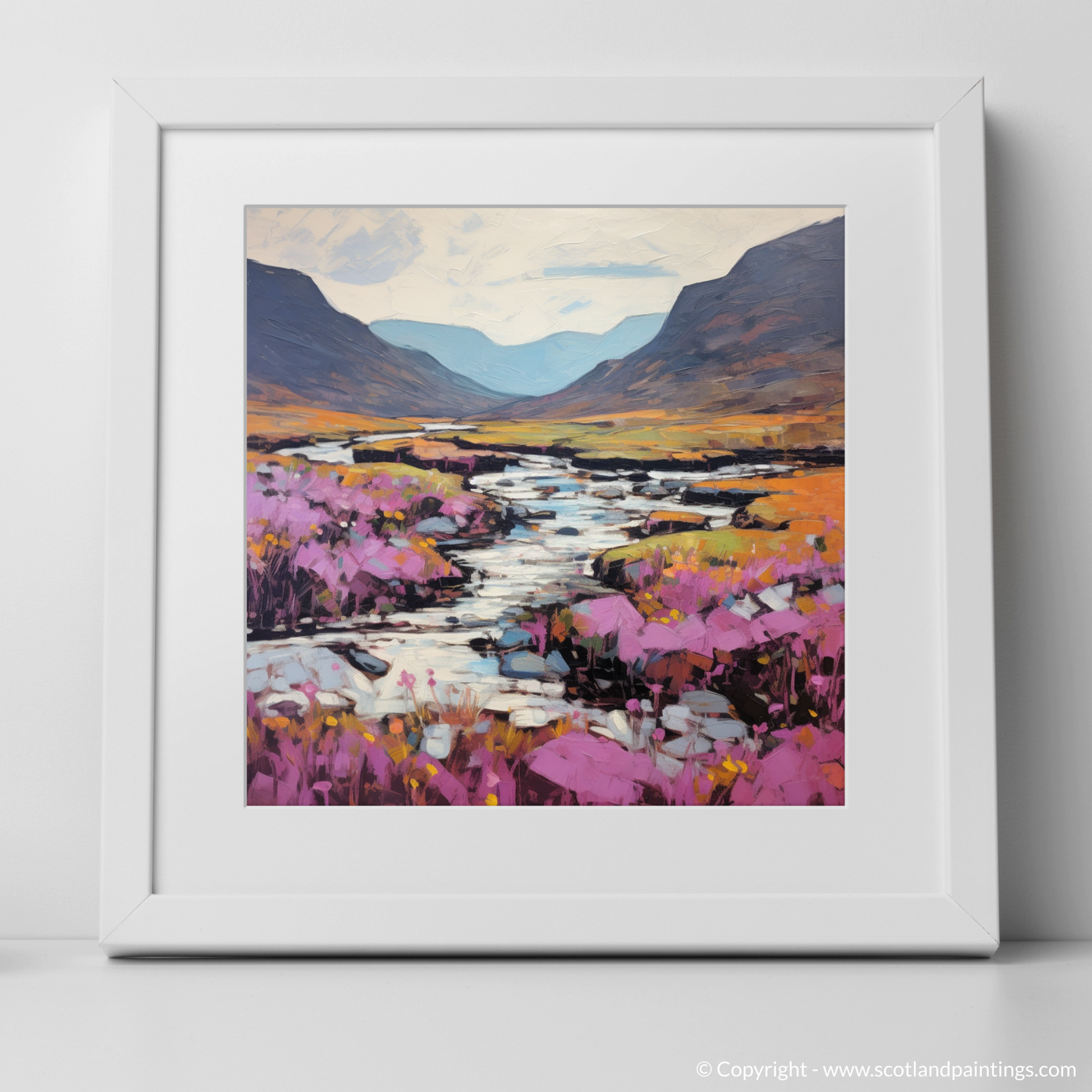 Art Print of Heather blooms by River Coe in Glencoe with a white frame