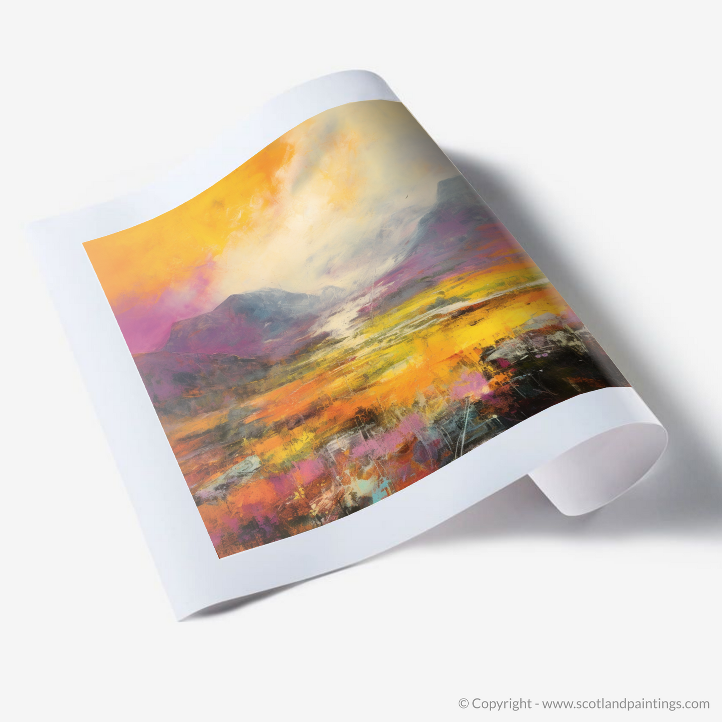 Art Print of Golden light on heather in Glencoe