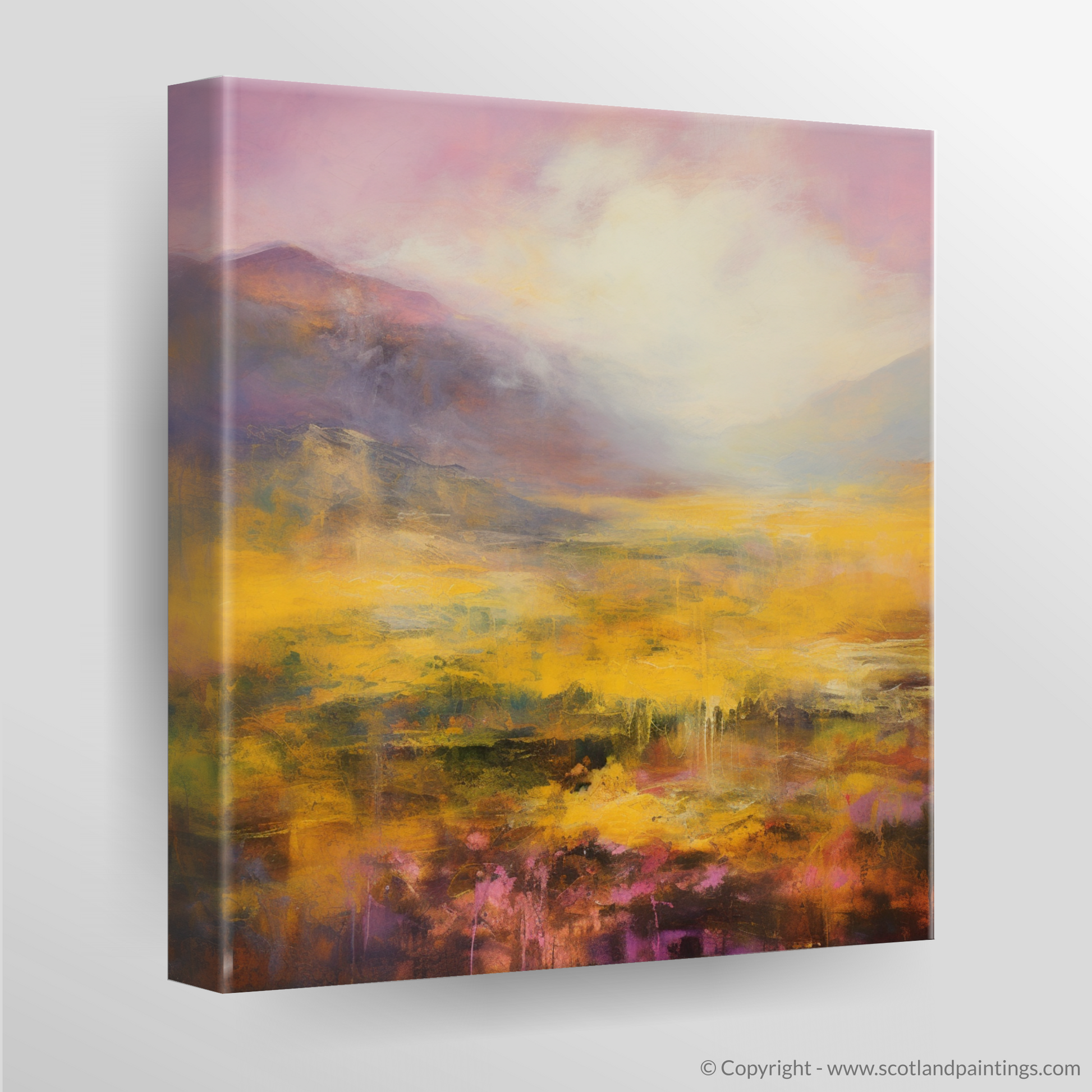 Canvas Print of Golden light on heather in Glencoe