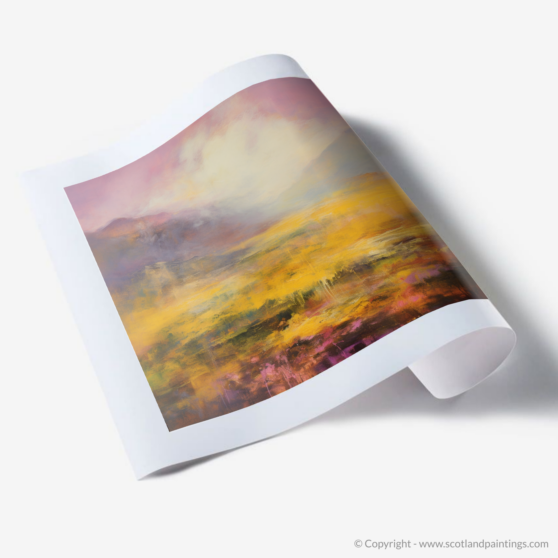 Art Print of Golden light on heather in Glencoe