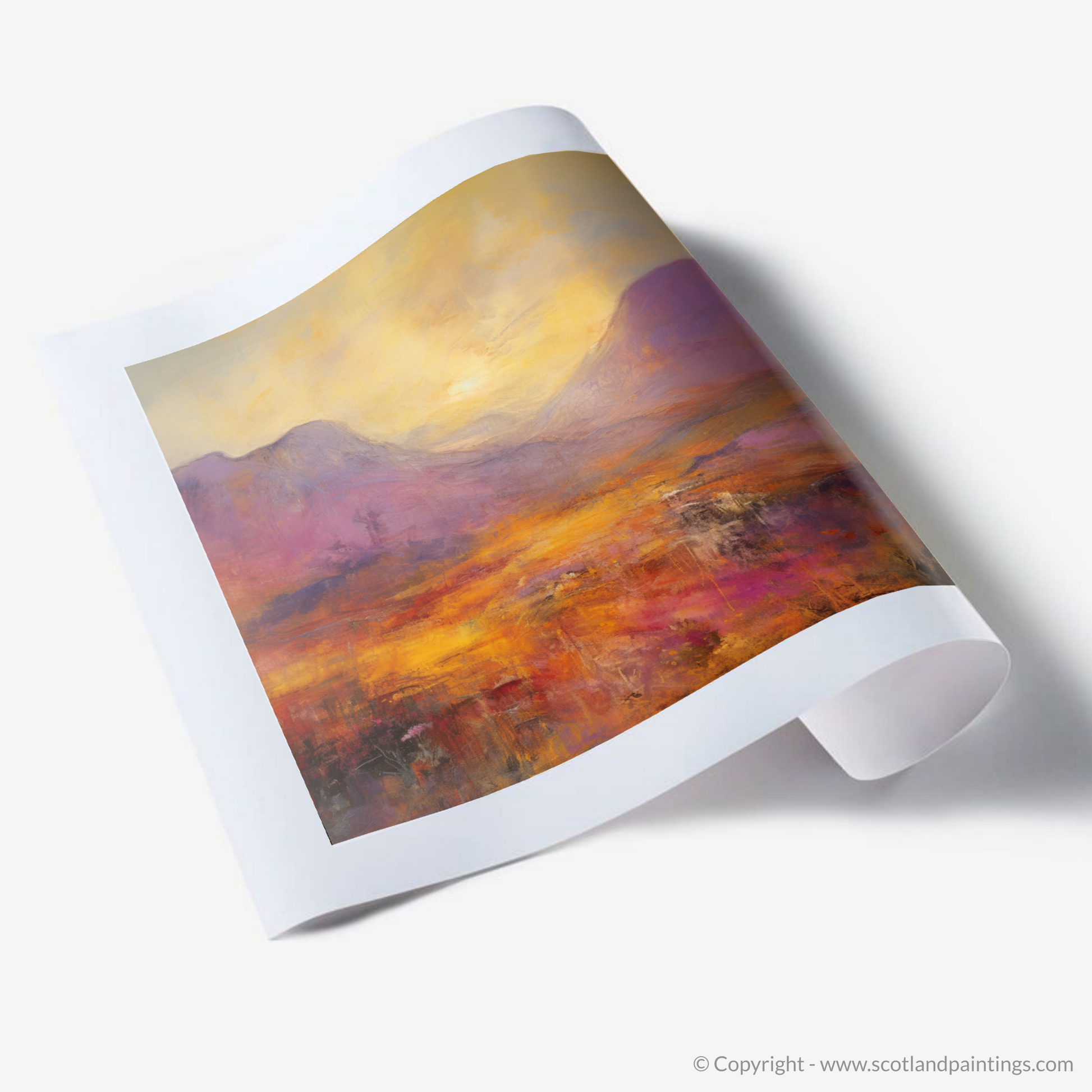 Art Print of Golden light on heather in Glencoe