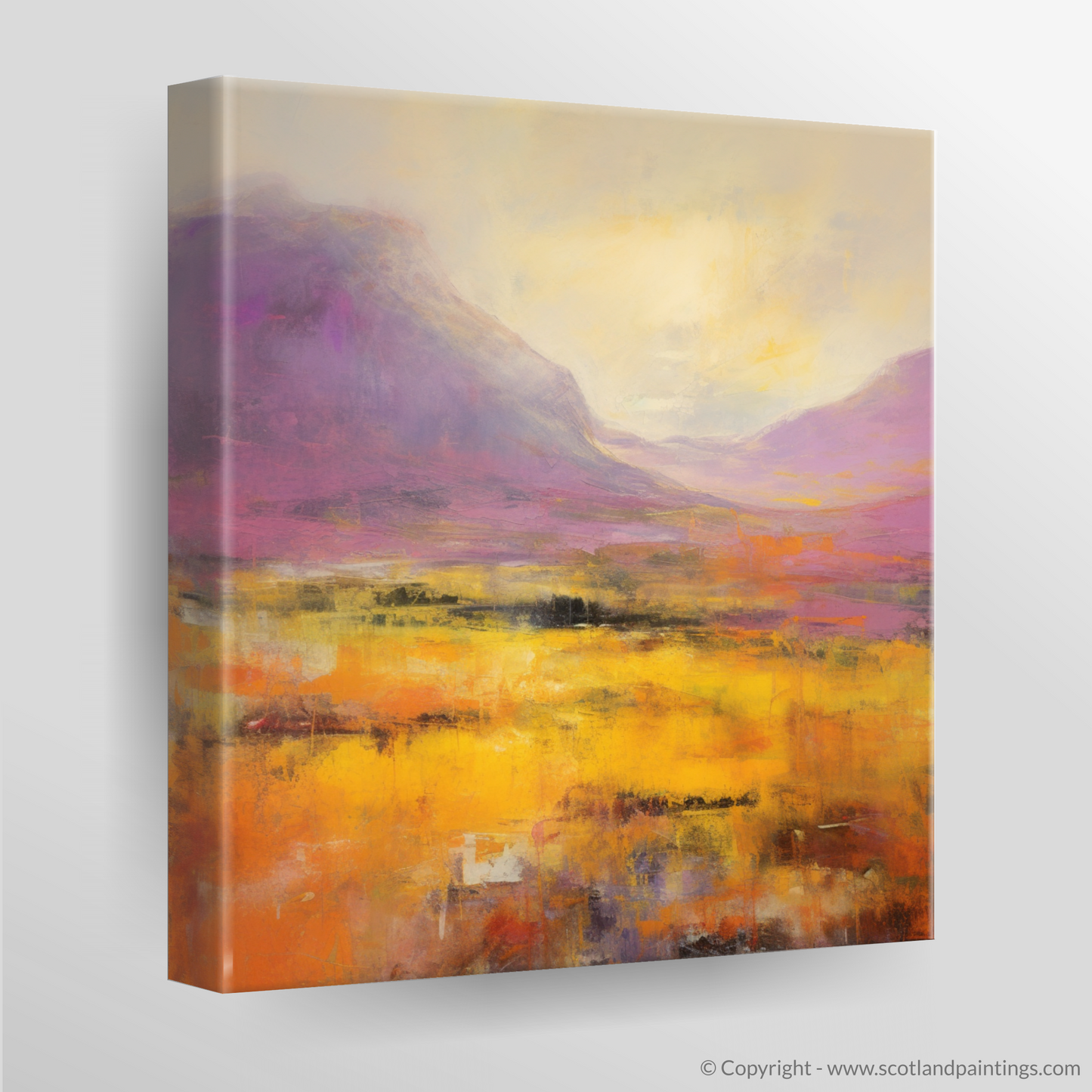 Canvas Print of Golden light on heather in Glencoe