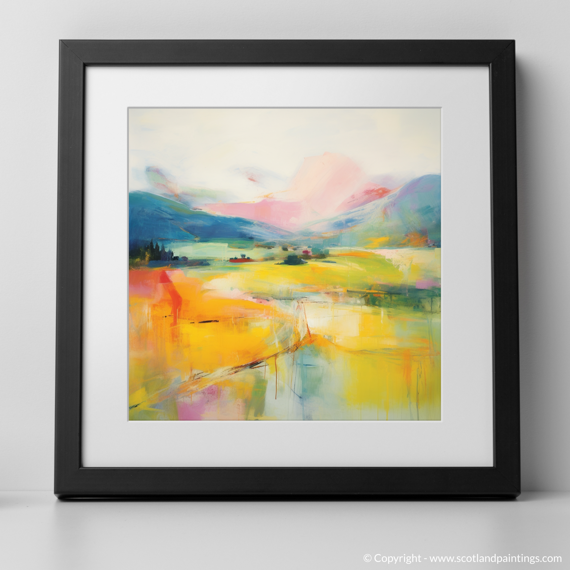 Art Print of Glendevon, Perth and Kinross in summer with a black frame