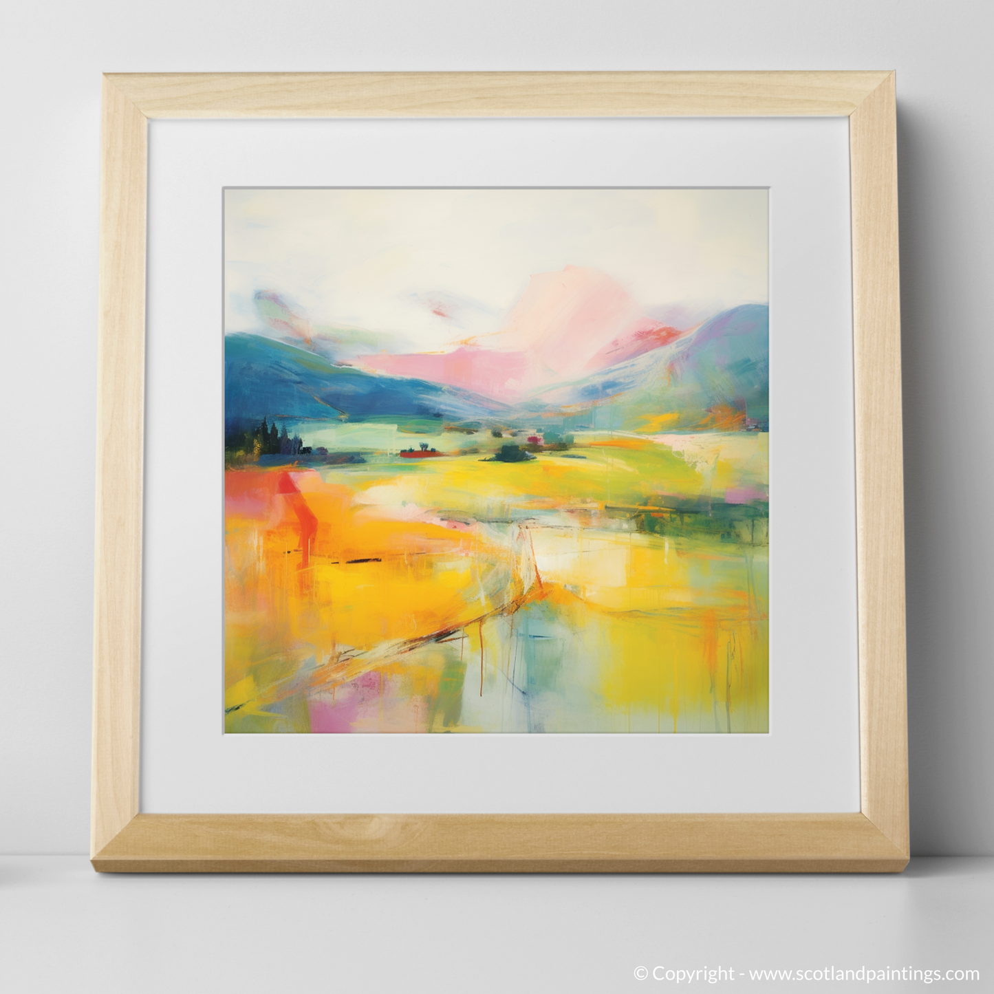 Art Print of Glendevon, Perth and Kinross in summer with a natural frame