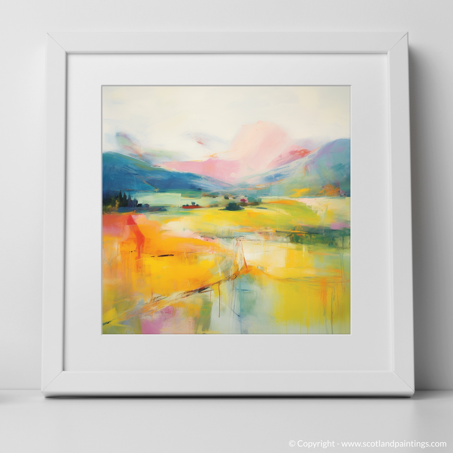 Art Print of Glendevon, Perth and Kinross in summer with a white frame