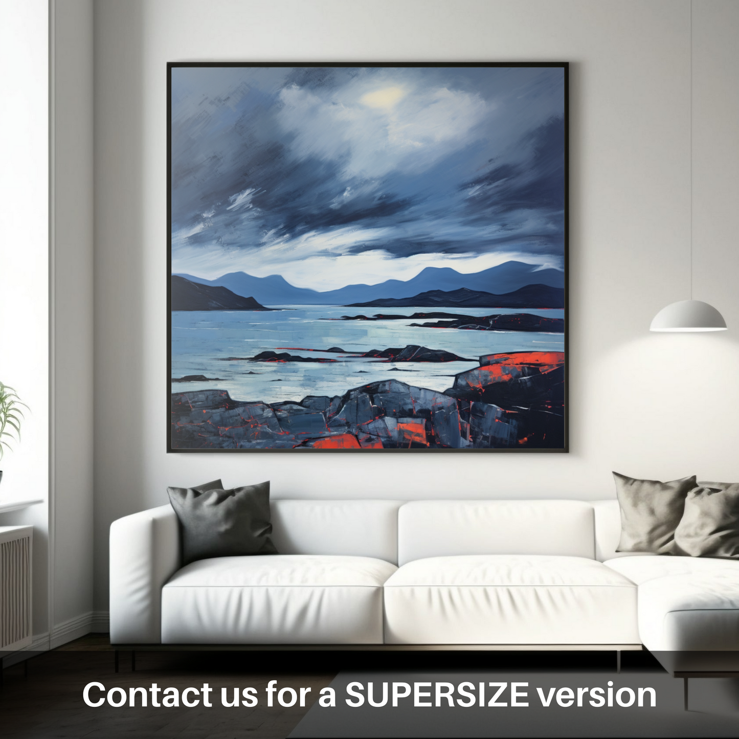 Painting and Art Print of Ardanaiseig Bay with a stormy sky. Storm Over Ardanaiseig Bay: An Abstract Ode to Scottish Coves.