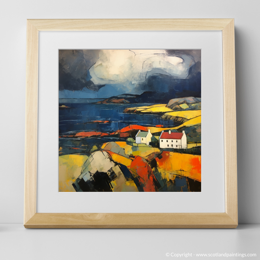 Painting and Art Print of Ardanaiseig Bay with a stormy sky. Storm Over Ardanaiseig: An Abstract Tribute to Scottish Coves.