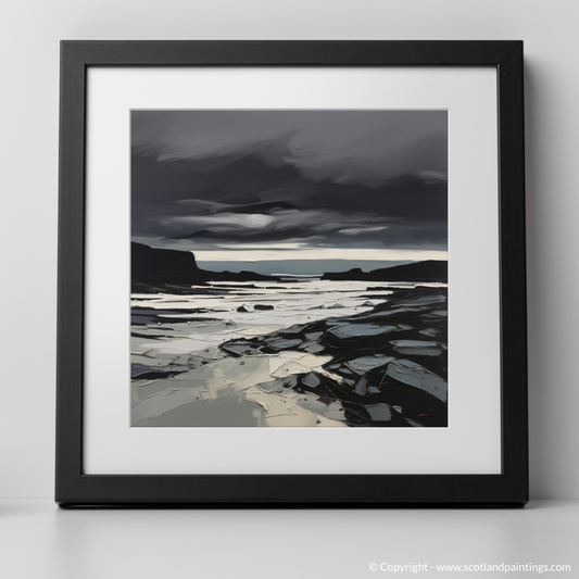 Painting and Art Print of Scarista Beach with a stormy sky. Storm's Embrace at Scarista Beach.