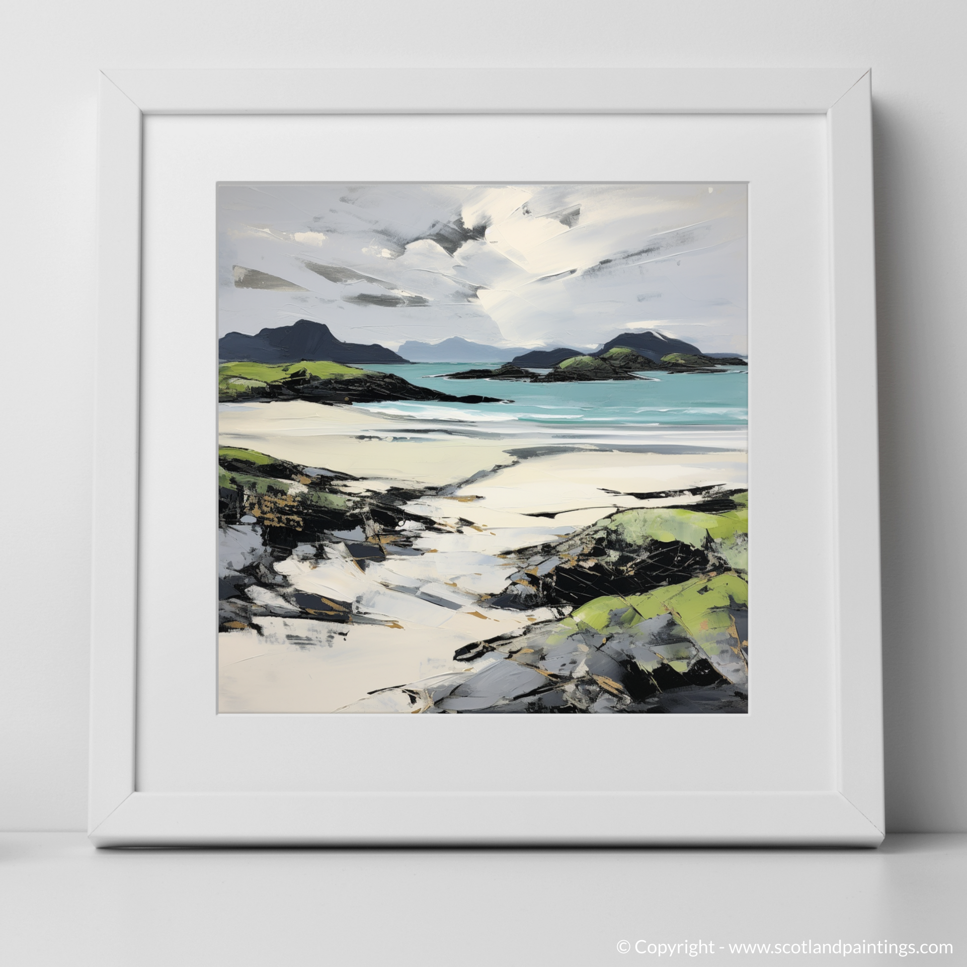 Art Print of Silver Sands of Morar in summer with a white frame