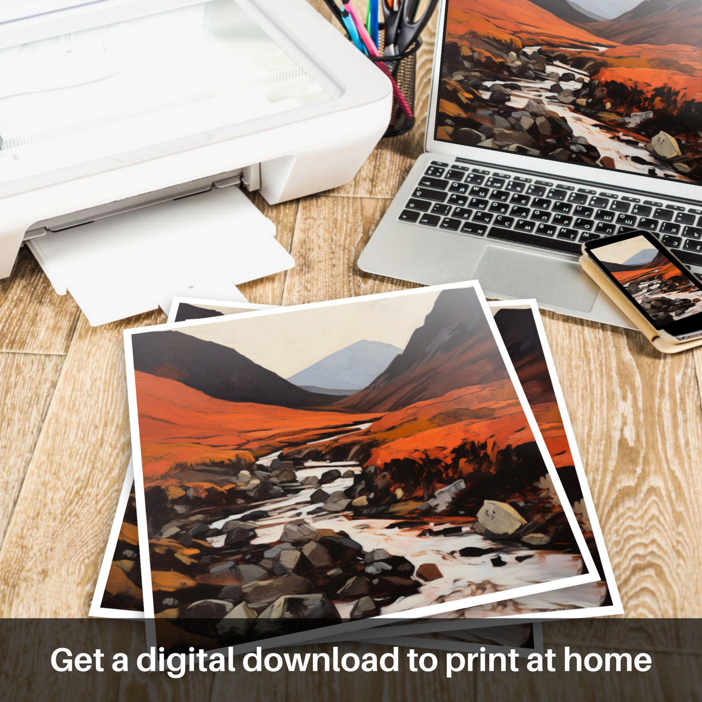 Downloadable and printable picture of Glen Rosa, Isle of Arran