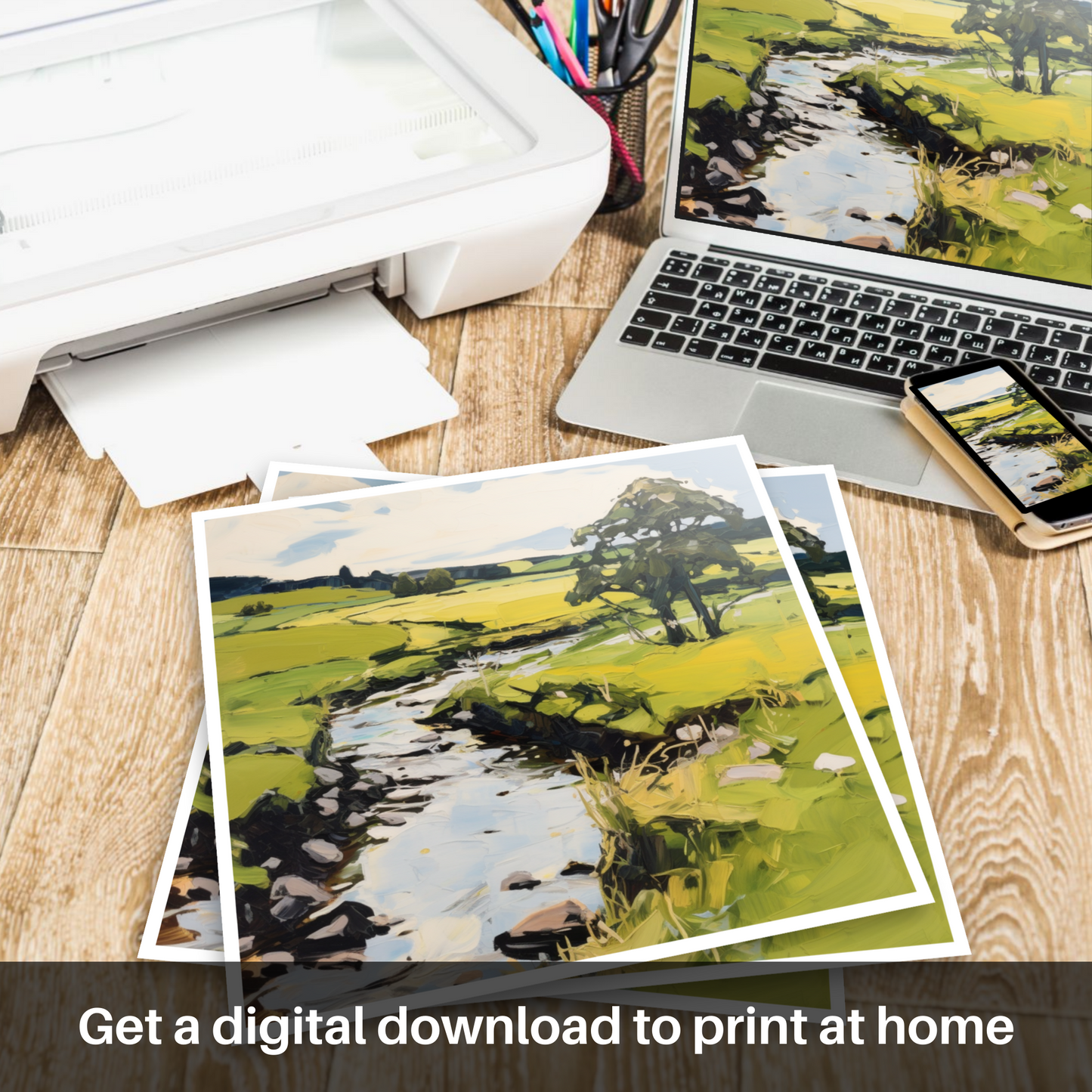 Downloadable and printable picture of River Deveron, Aberdeenshire in summer