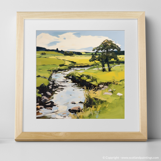 Art Print of River Deveron, Aberdeenshire in summer with a natural frame