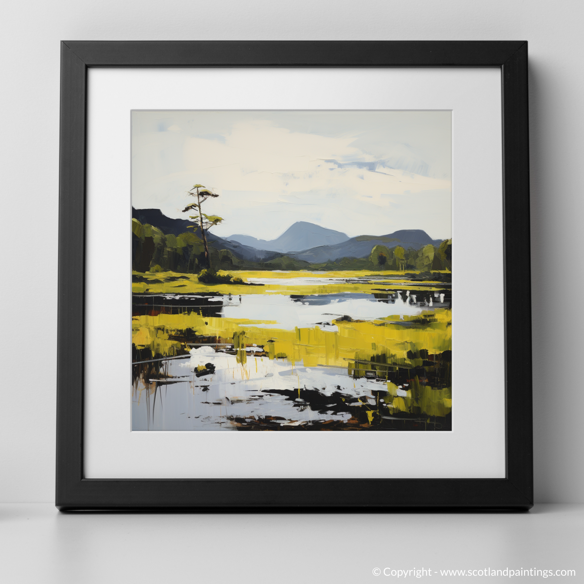 Art Print of Loch Ard, Stirling in summer with a black frame
