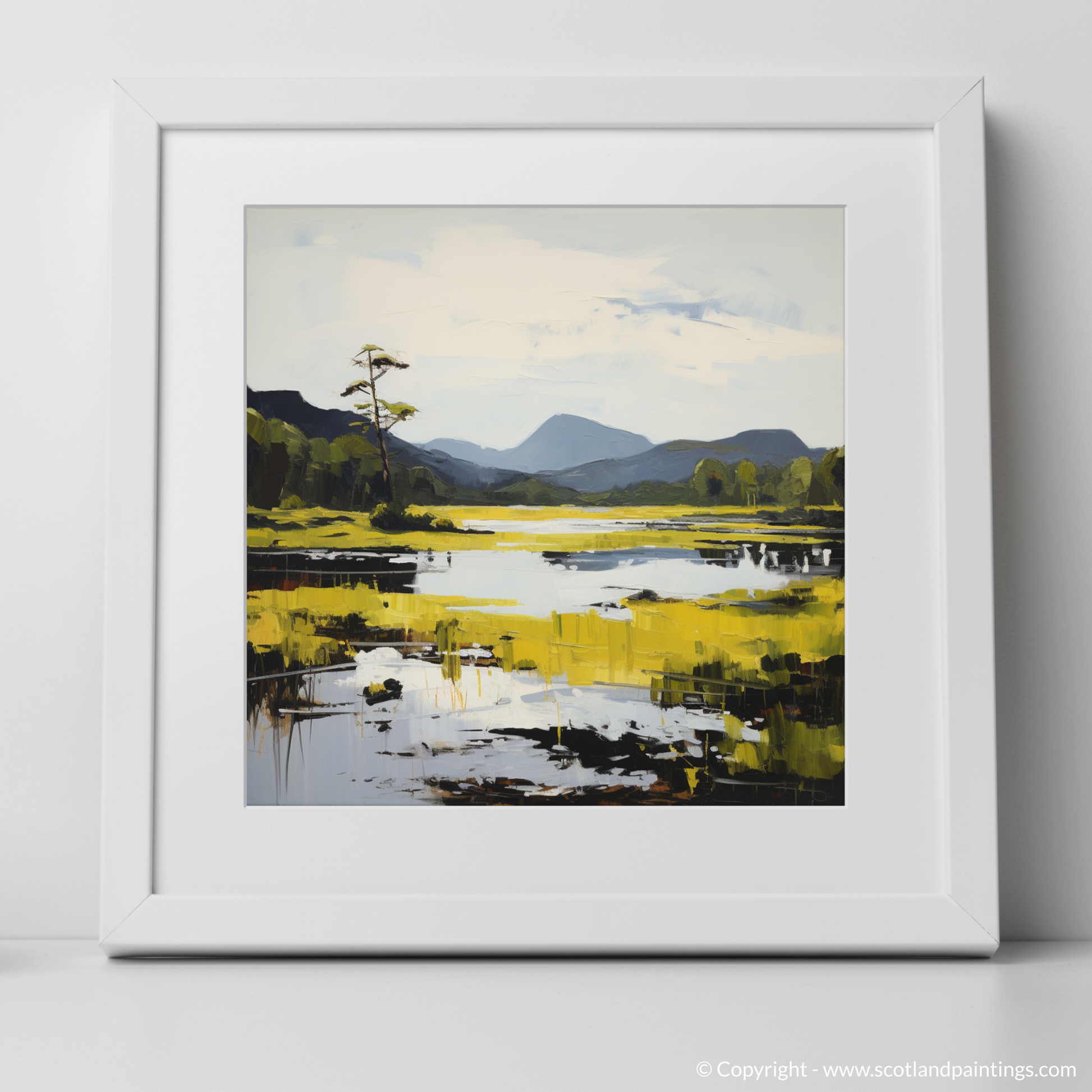 Art Print of Loch Ard, Stirling in summer with a white frame