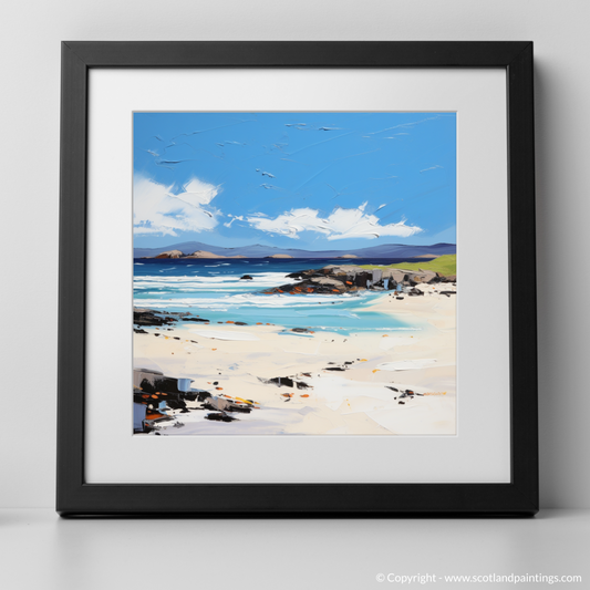 Art Print of Scarista Beach, Isle of Harris in summer with a black frame