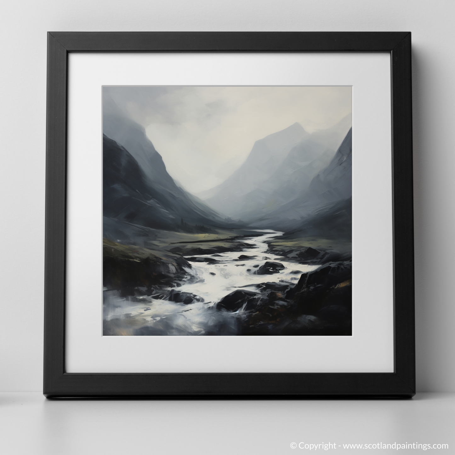 Art Print of Rolling fog in Glencoe with a black frame