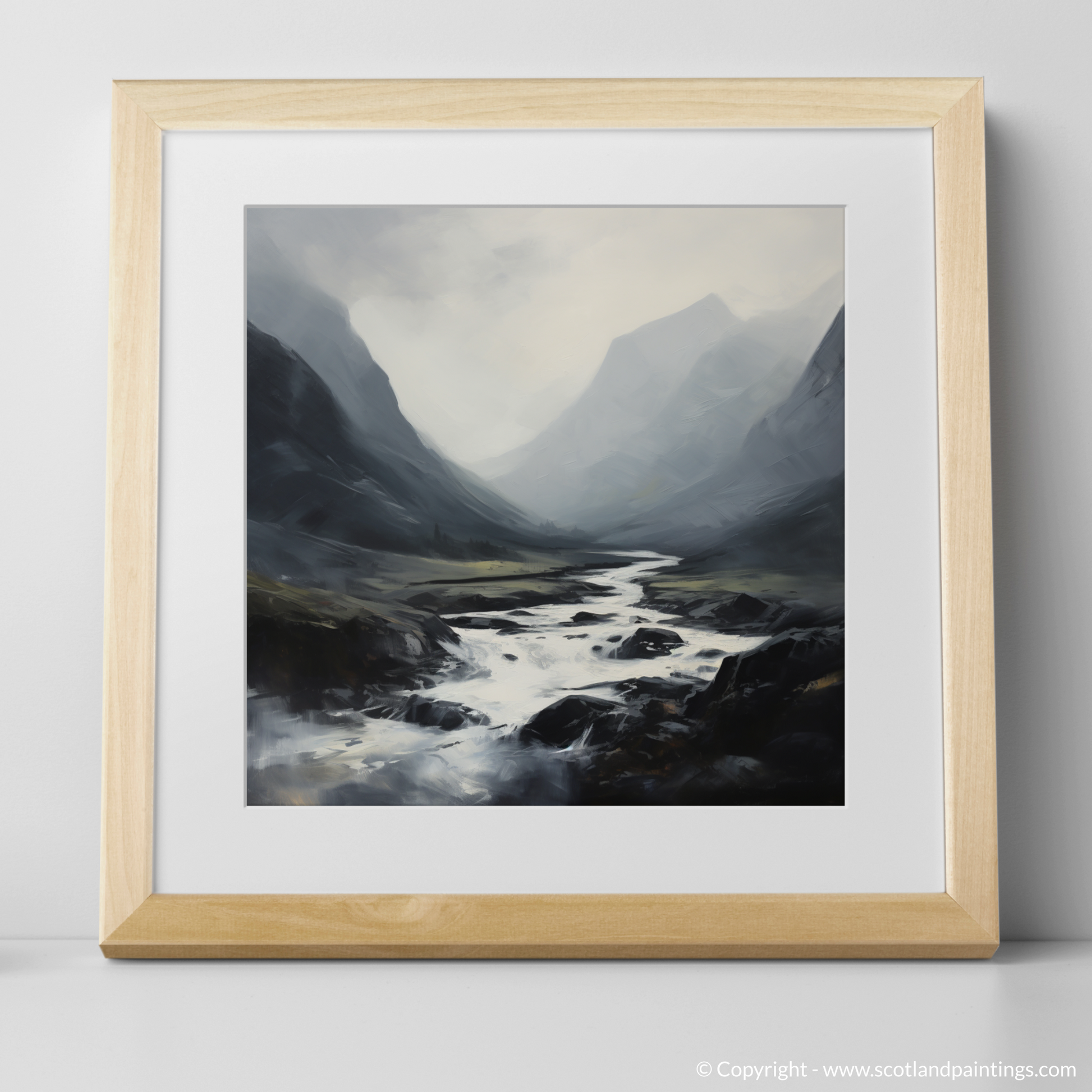 Art Print of Rolling fog in Glencoe with a natural frame