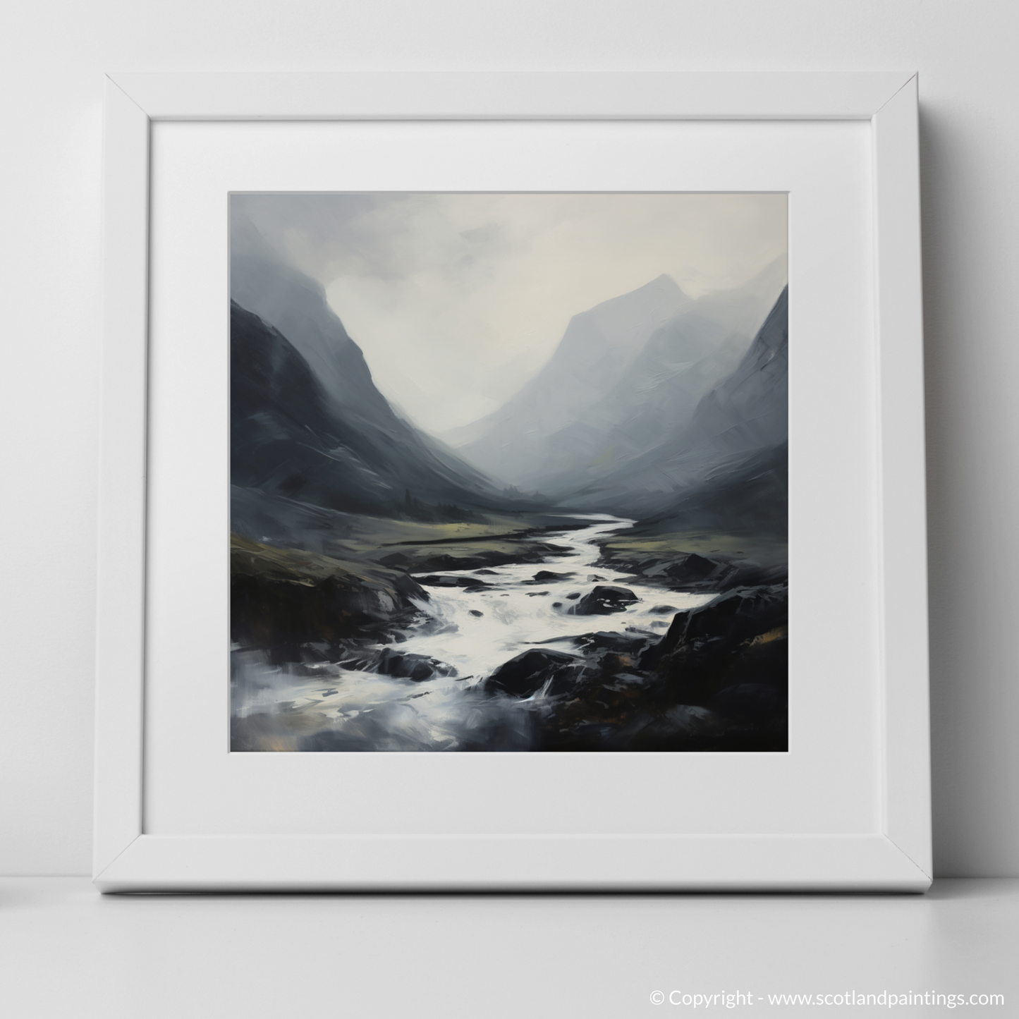 Art Print of Rolling fog in Glencoe with a white frame