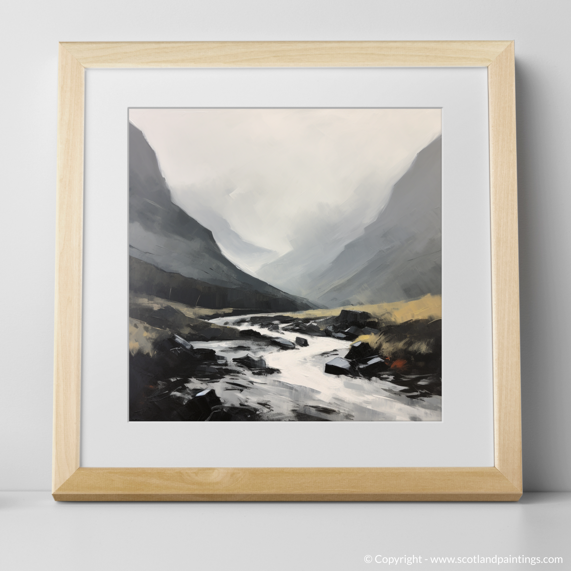 Art Print of Rolling fog in Glencoe with a natural frame