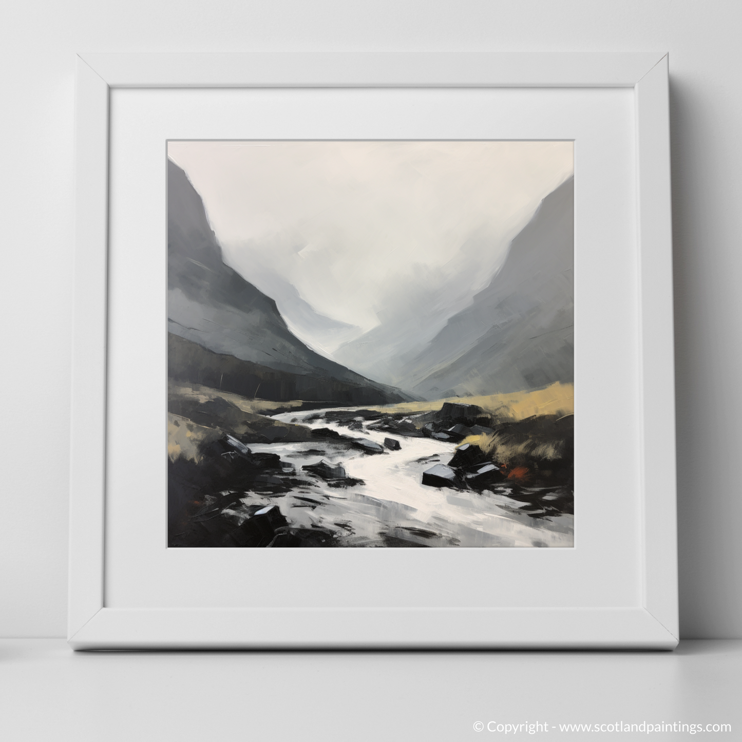 Art Print of Rolling fog in Glencoe with a white frame