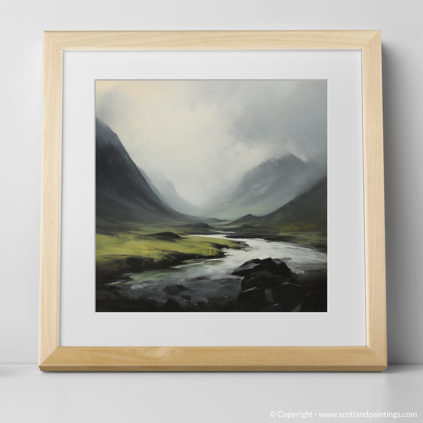 Art Print of Rolling fog in Glencoe with a natural frame