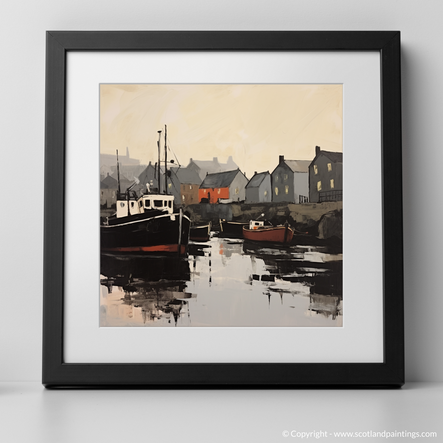 Art Print of Stornoway Harbour with a black frame