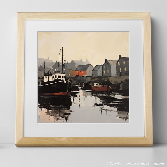 Art Print of Stornoway Harbour with a natural frame