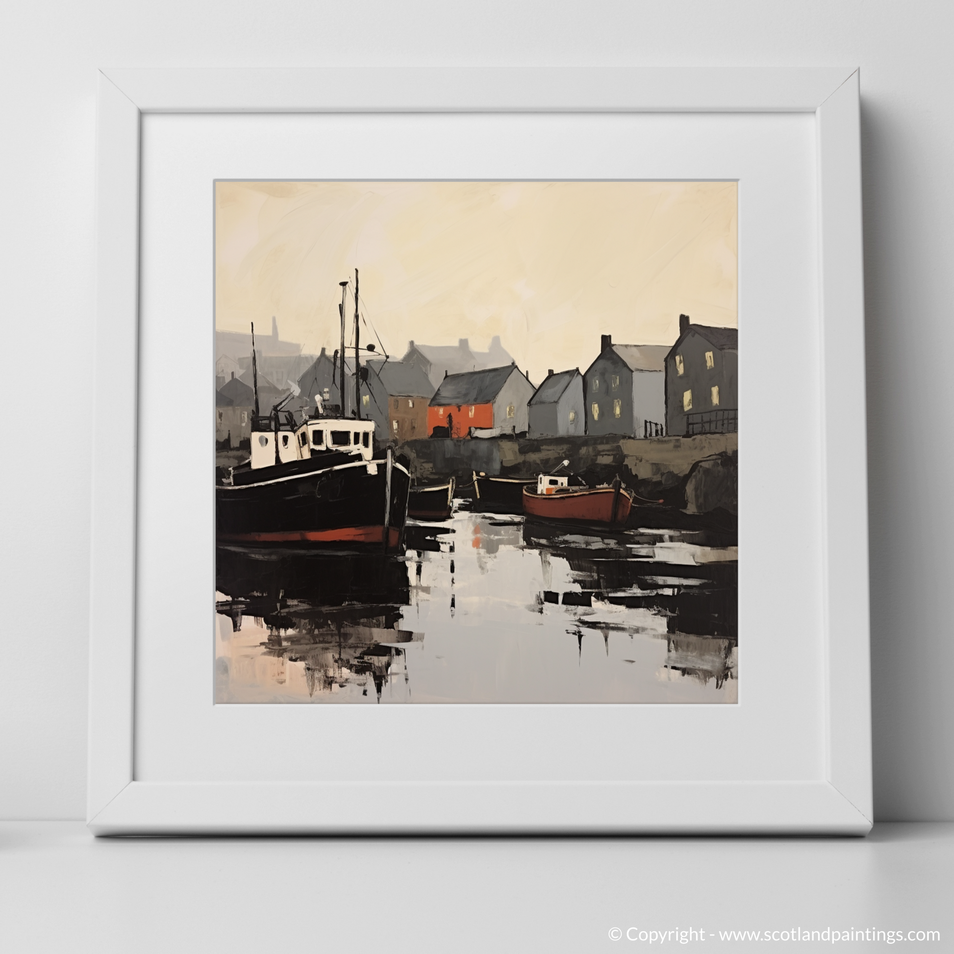 Art Print of Stornoway Harbour with a white frame