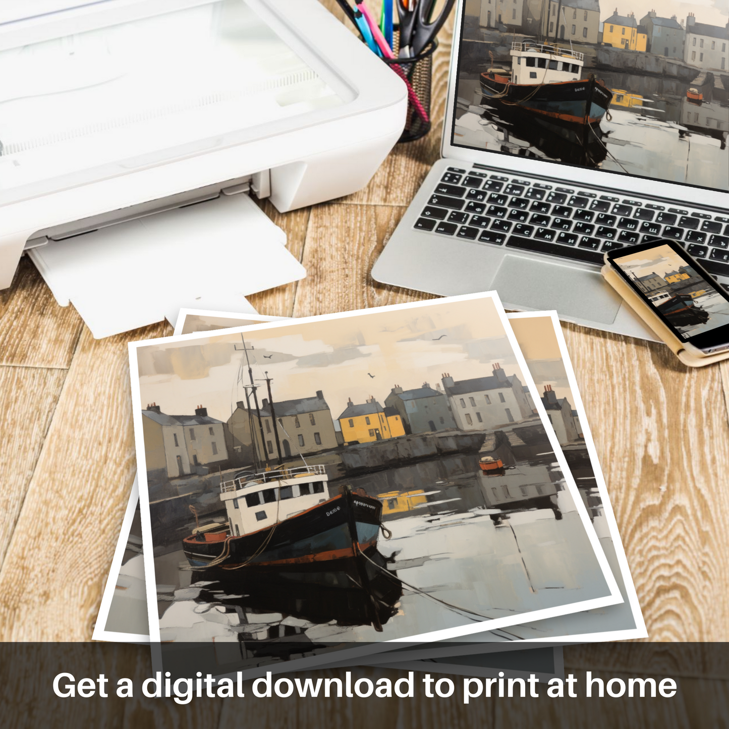 Downloadable and printable picture of Stornoway Harbour