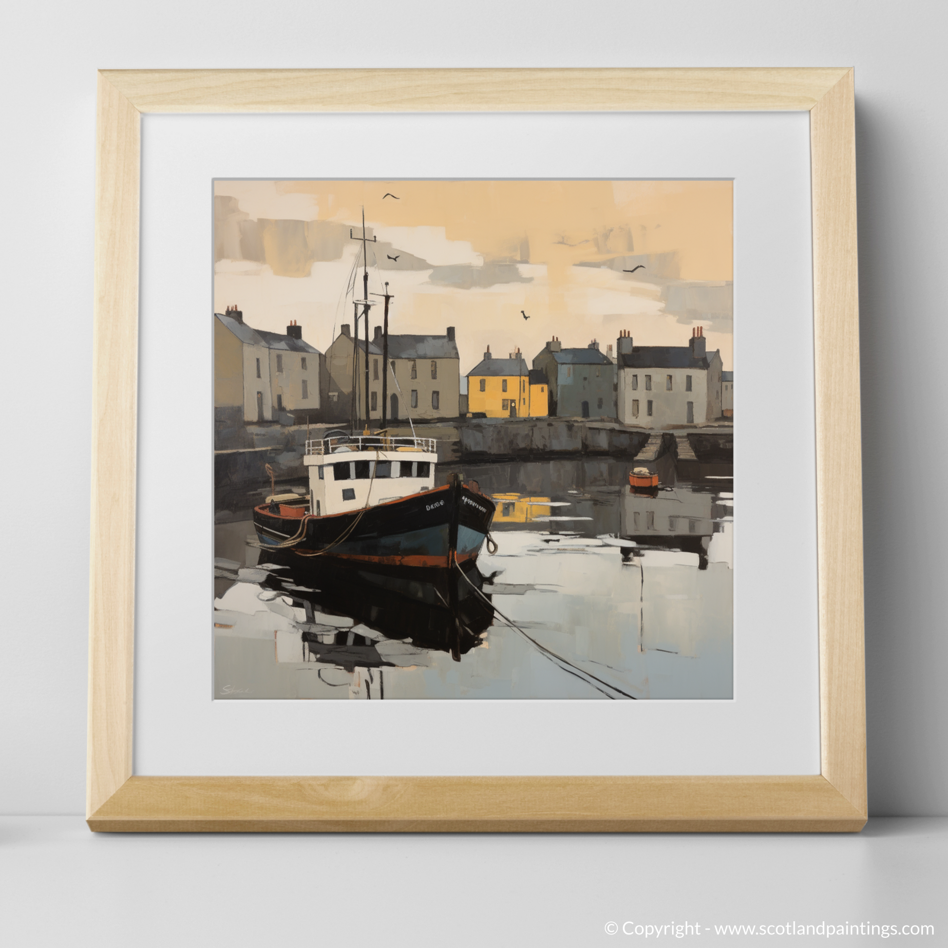 Art Print of Stornoway Harbour with a natural frame