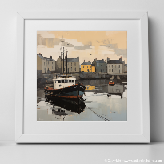 Art Print of Stornoway Harbour with a white frame